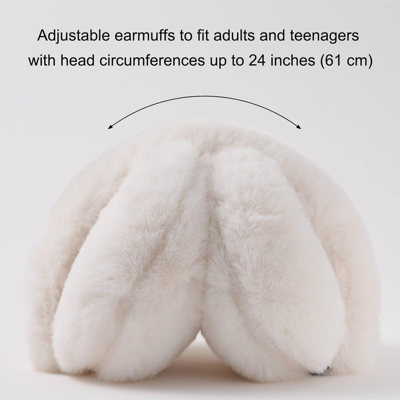 SUNBORRY Store Foldable Ear Muffs for Women, Faux Fur Adjustable Earmuffs for Winter - Image 3